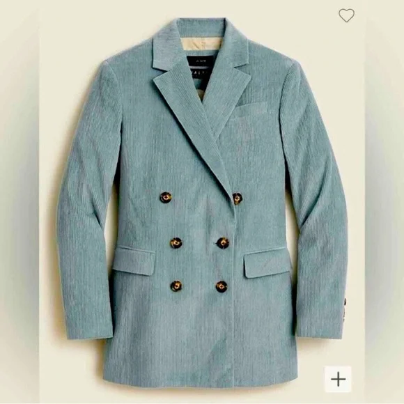 J.Crew Nalya double-breasted blazer in a light blue corduroy fabric Size 4 - Picture 1 of 14